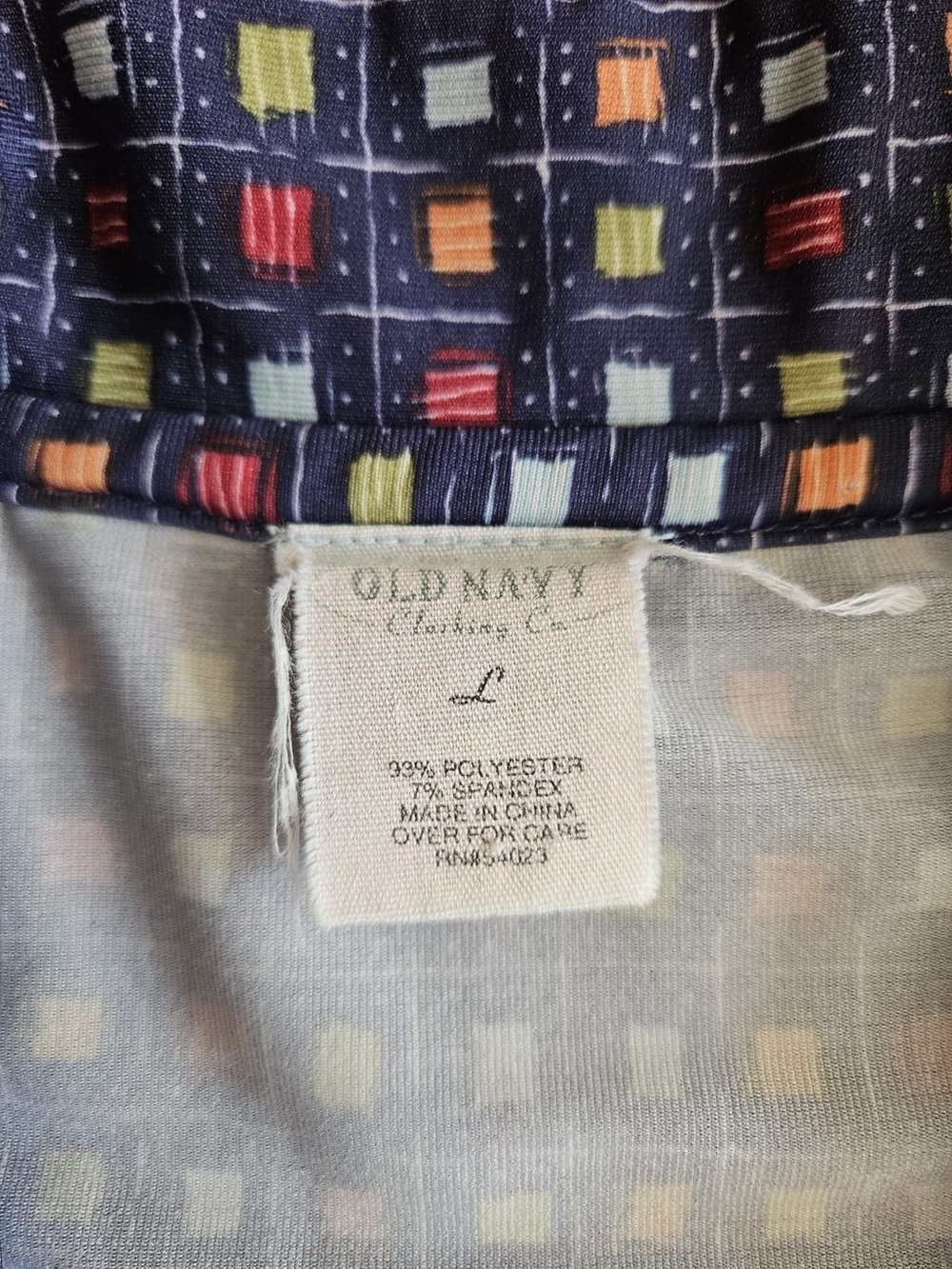 Vintage Old Navy -L- Top with Multicolor Square Print - Picture 2 of 4